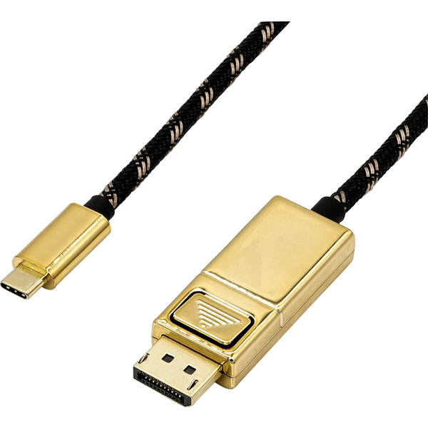 Roline USB-C™ / DisplayPort Adapterkabel USB-C™ Stecker, DisplayPort Stecker 1.00m Schwarz/Gold 11.04.5848 USB-C™-Displaykabel