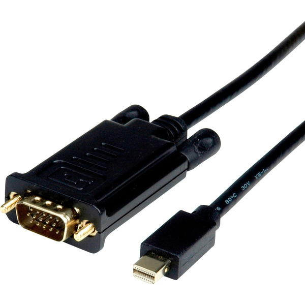 Roline Mini-DisplayPort / VGA Adapterkabel Mini DisplayPort Stecker, VGA 15pol. Stecker 3.00m Schwarz 11.04.5978 DisplayPort-Kabel