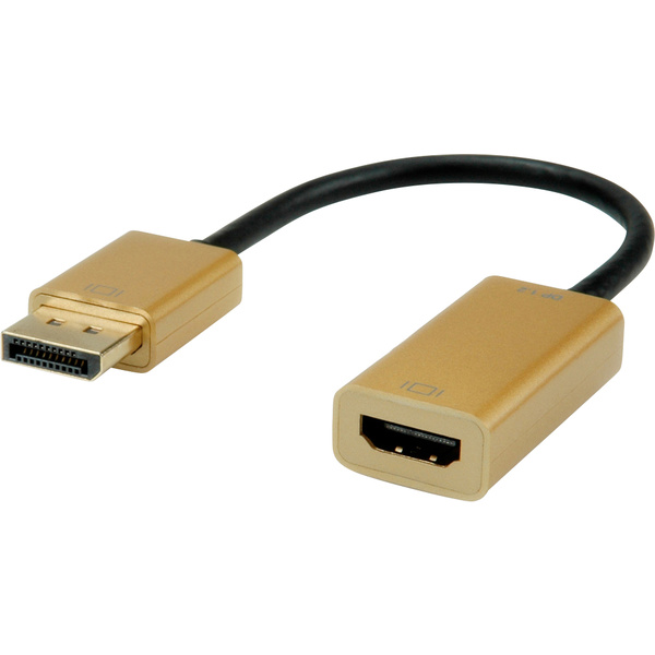 Roline DisplayPort / HDMI Adapterkabel DisplayPort Stecker, HDMI-A Buchse 0.15m Schwarz/Gold 12.03.3170 DisplayPort-Kabel