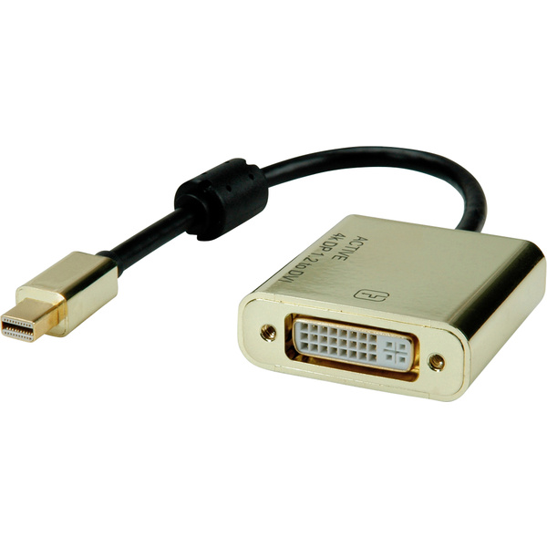 Roline Mini-DisplayPort / DVI Adapterkabel Mini DisplayPort Stecker, DVI-D 24+1pol. Buchse 0.10m Schwarz/Gold 12.88.3176