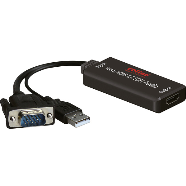 Roline USB-C Anschlusskabel 0.15m 12.03.3119 Schwarz [1x VGA-Stecker - 1x HDMI-Buchse]