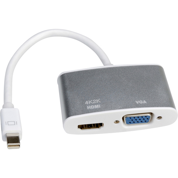Roline Mini-DisplayPort / VGA Adapterkabel Mini DisplayPort Stecker, VGA 15pol. Buchse 0.10m Silber 12.03.3161 DisplayPort-Kabel