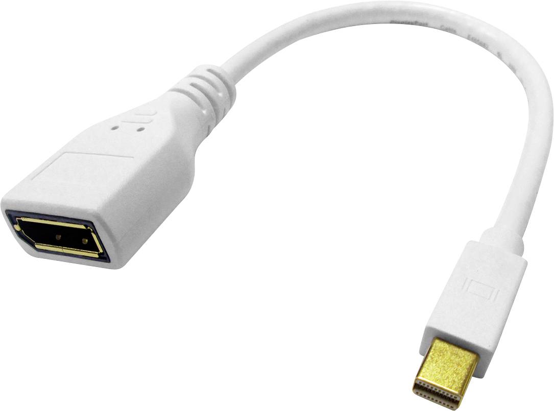 Weißes DisplayPort zu Mini-DisplayPort Adapterkabel, geeignet zur Verbindung von Geräten mit unterschiedlichen Anschlussarten.