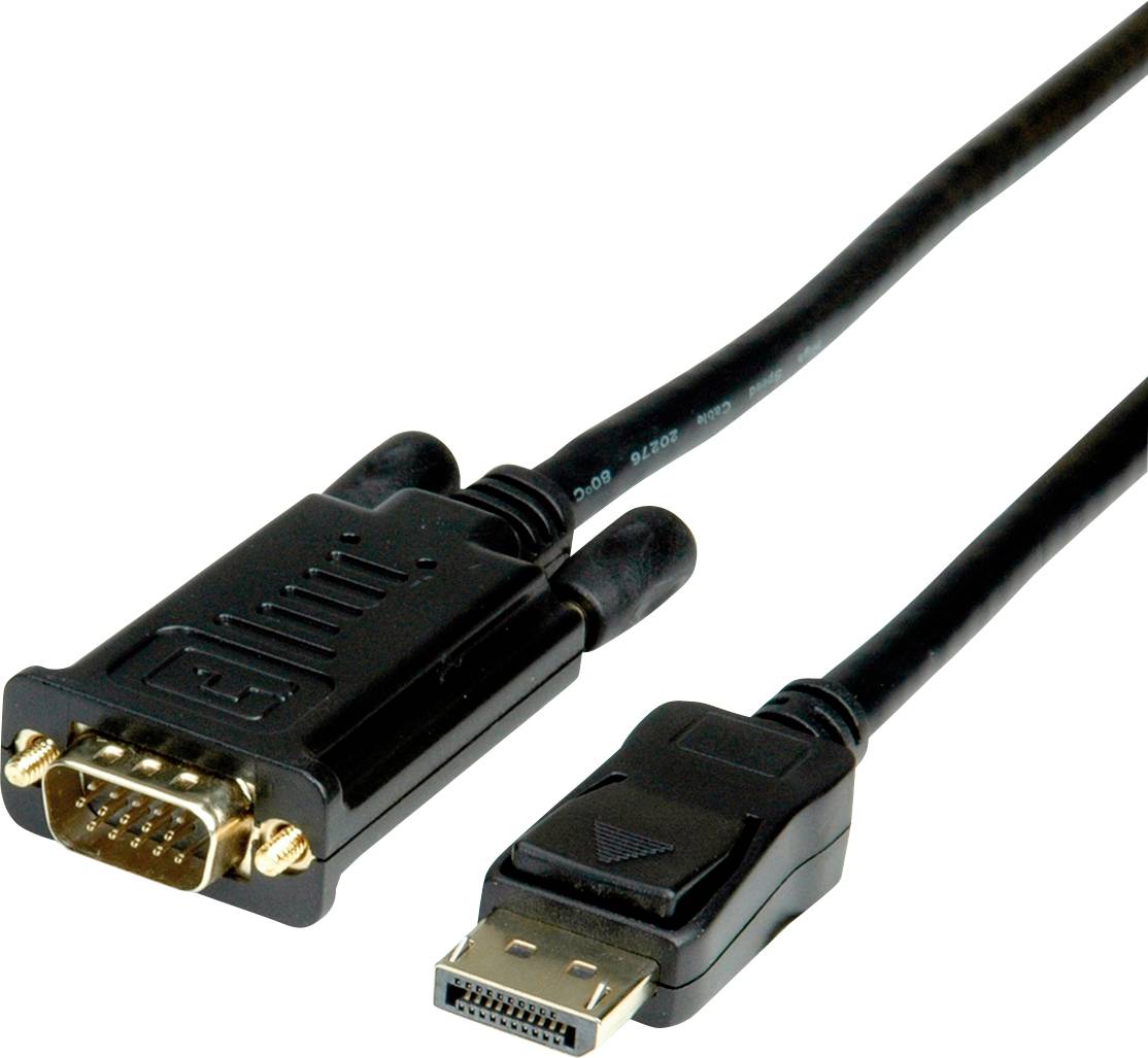 VGA-zu-DisplayPort-Kabel: Verbindungskabel mit VGA-Stecker auf der einen und DisplayPort-Stecker auf der anderen Seite.
