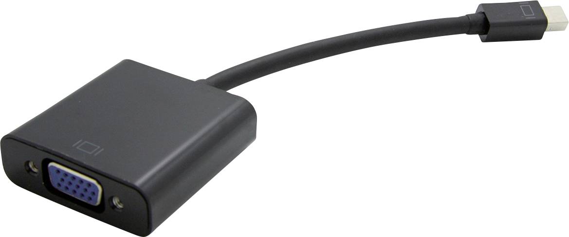 Ein schwarzer Adapter mit einem HDMI-Stecker auf der einen Seite und einer VGA-Buchse auf der anderen, geeignet für Videoverbindungen.