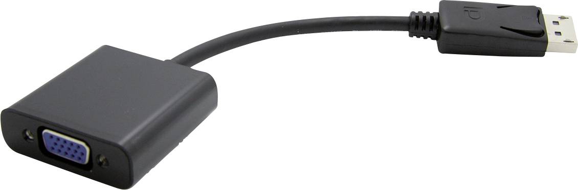 DisplayPort-zu-VGA-Adapter mit schwarzem Kabel für die Verbindung älterer Monitore mit modernen Computern.