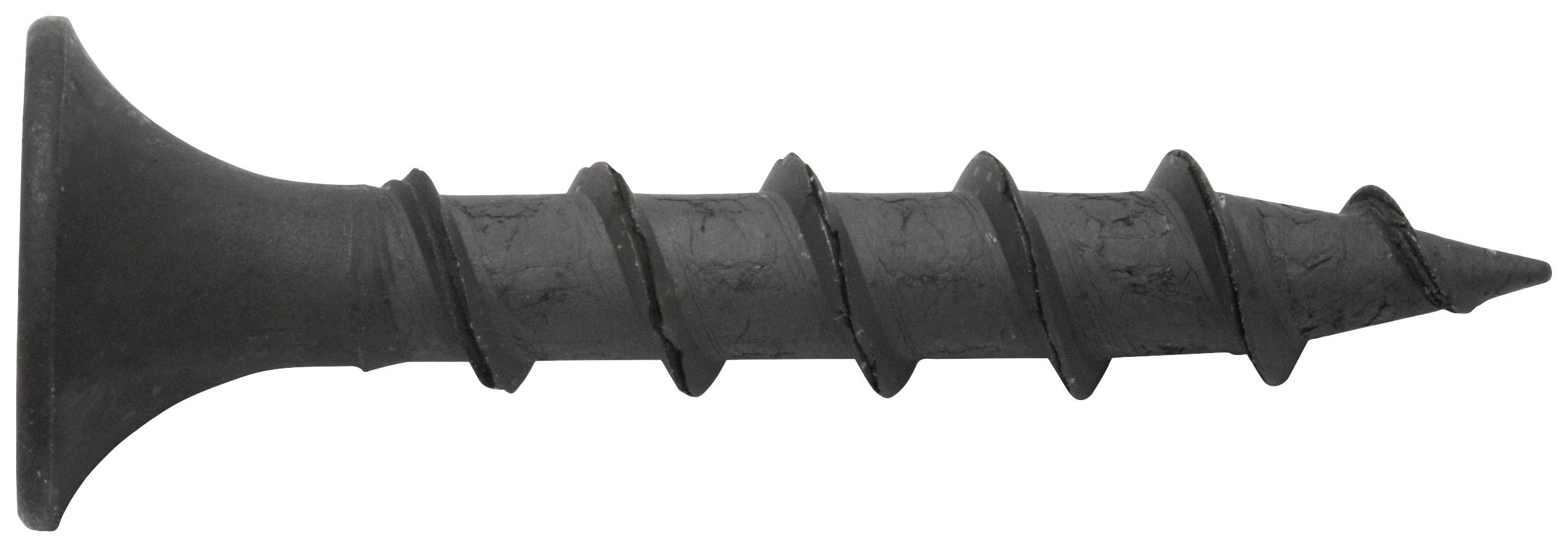 Ein schwarzer Schraubendreherbit mit einem flachen Kopf und breitem Gewinde.