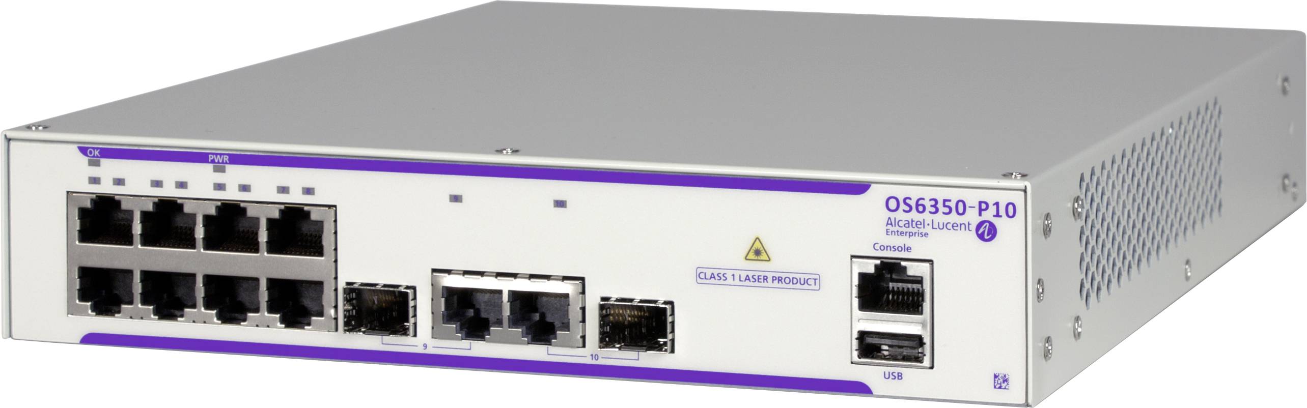 Alcatel-Lucent OmniSwitch 6350-P10 - Switch - L3 - managed - 8 x 10/100/1000 + 2 x Kombi-Gigabit-SFP - an Rack montierba