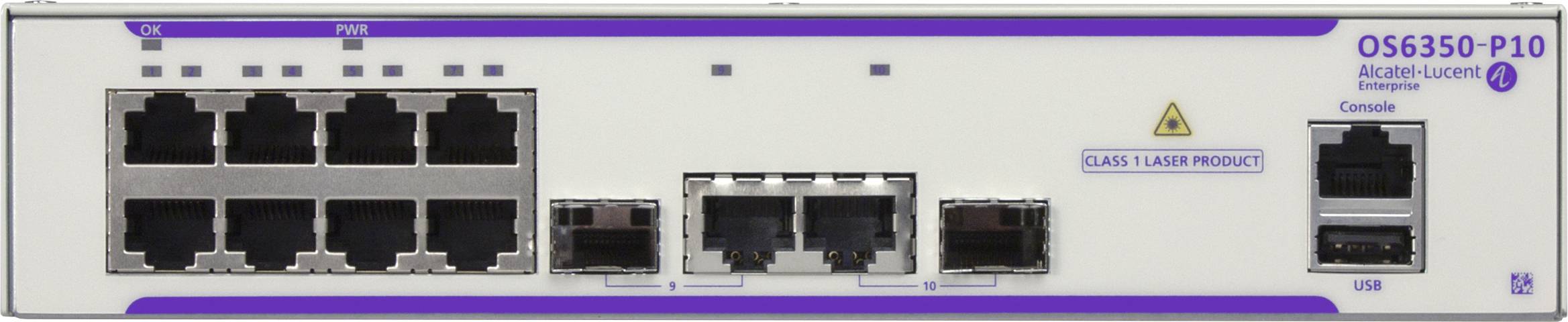 Alcatel-Lucent OmniSwitch 6350-P10 - Switch - L3 - managed - 8 x 10/100/1000 + 2 x Kombi-Gigabit-SFP - an Rack montierba