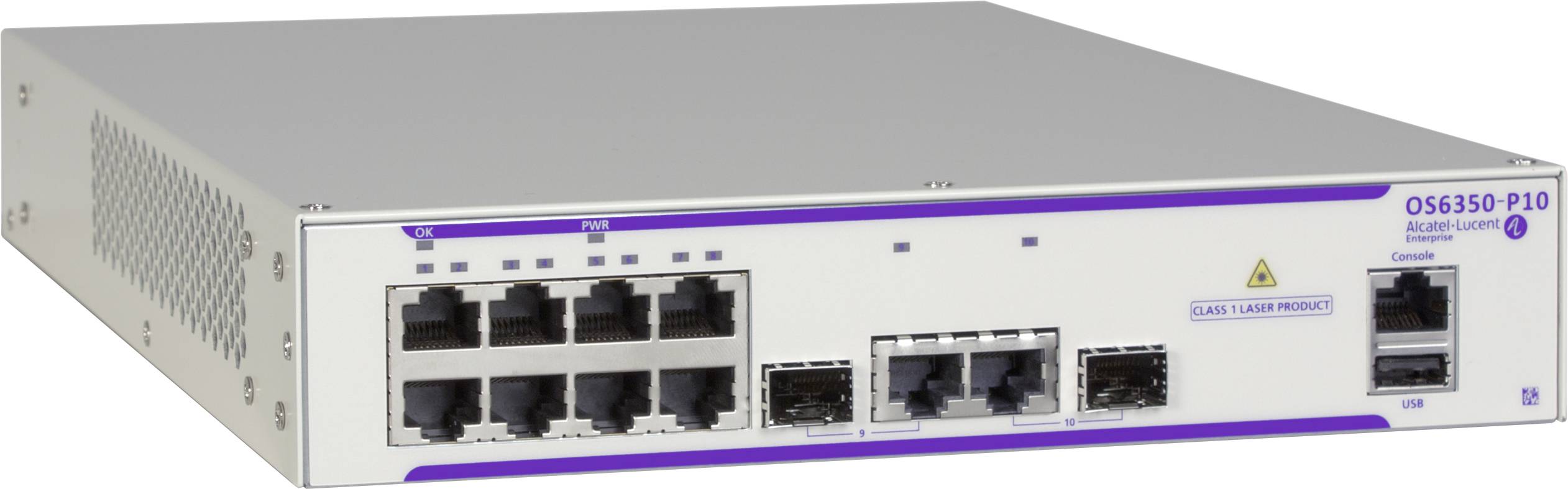 Alcatel-Lucent OmniSwitch 6350-P10 - Switch - L3 - managed - 8 x 10/100/1000 + 2 x Kombi-Gigabit-SFP - an Rack montierba