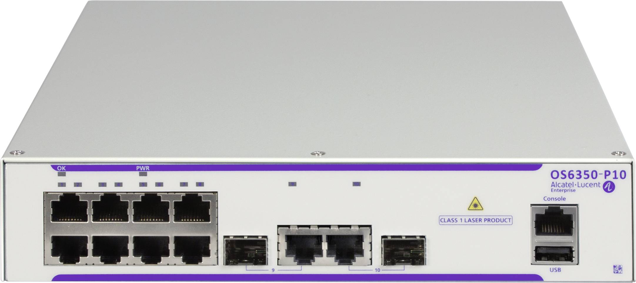 Alcatel-Lucent OmniSwitch 6350-P10 - Switch - L3 - managed - 8 x 10/100/1000 + 2 x Kombi-Gigabit-SFP - an Rack montierba