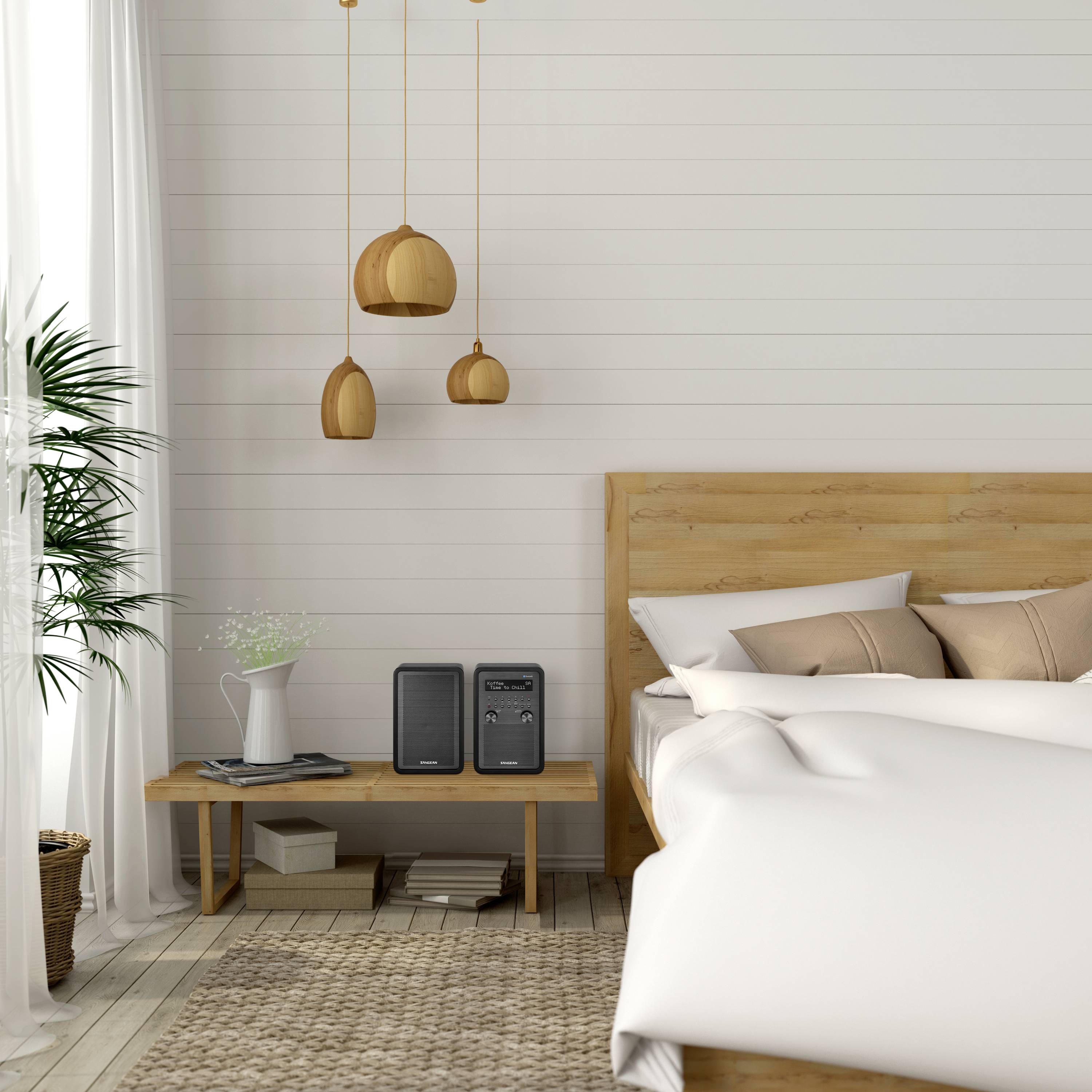 Sangean DDR-60 Tischradio DAB+, DAB, UKW AUX, Bluetooth®, NFC Inkl. Fernbedienung, Weckfunktion Sch