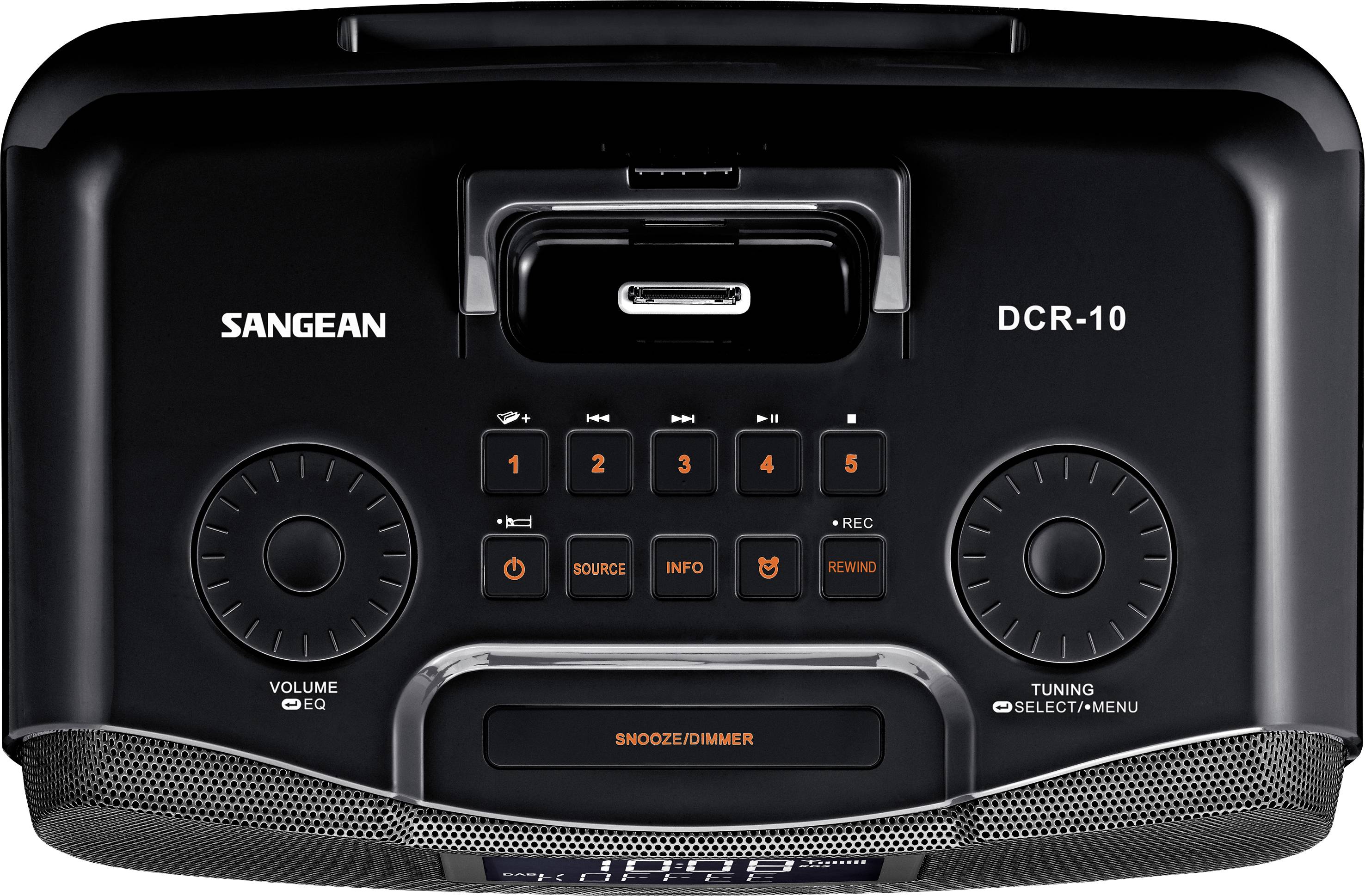 Sangean DCR-10 Tischradio DAB+, DAB, UKW Apple-Dock, AUX, SD Akku-Ladefunktion, Aufnahmefunktion, Inkl. Fernbedienung