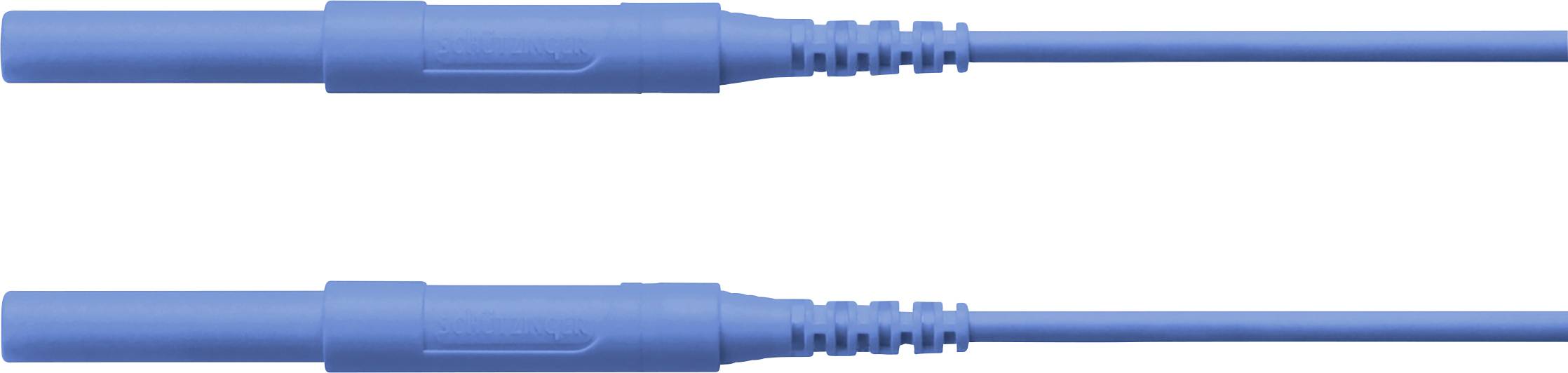 Zwei blaue Kabel mit gerippten Enden liegen parallel zueinander.