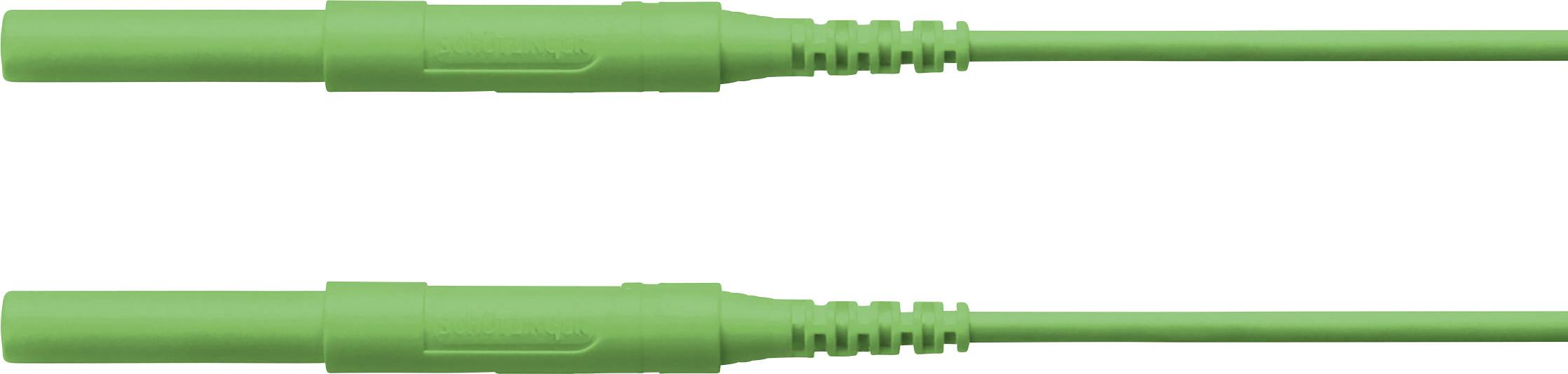Kabelverbinder mit grünem Gehäuse und Kabel, parallel angeordnet.