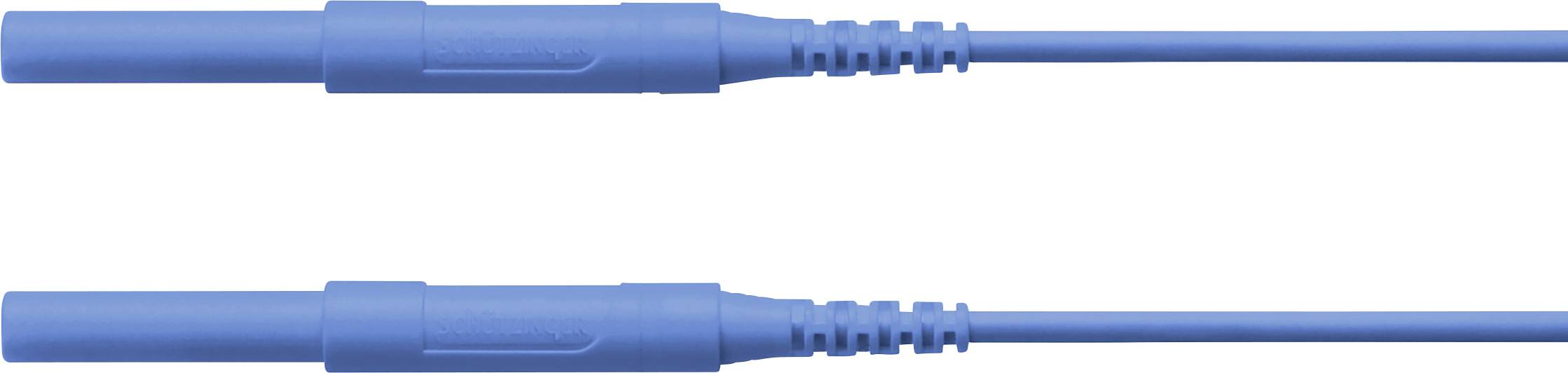 Zwei blaue medizinische Kabel mit geriffelten Steckverbindern für Elektromedizinische Geräte, parallel angeordnet.