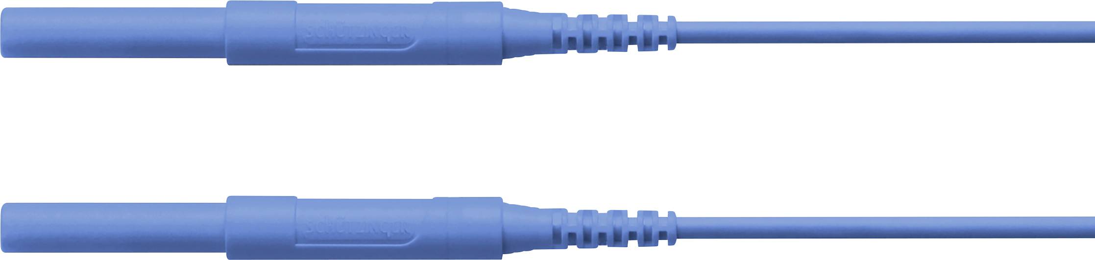 Zwei blaue Steckverbinder mit geriffeltem Griff aus Kunststoff, horizontal angeordnet, einander gegenüberliegend.