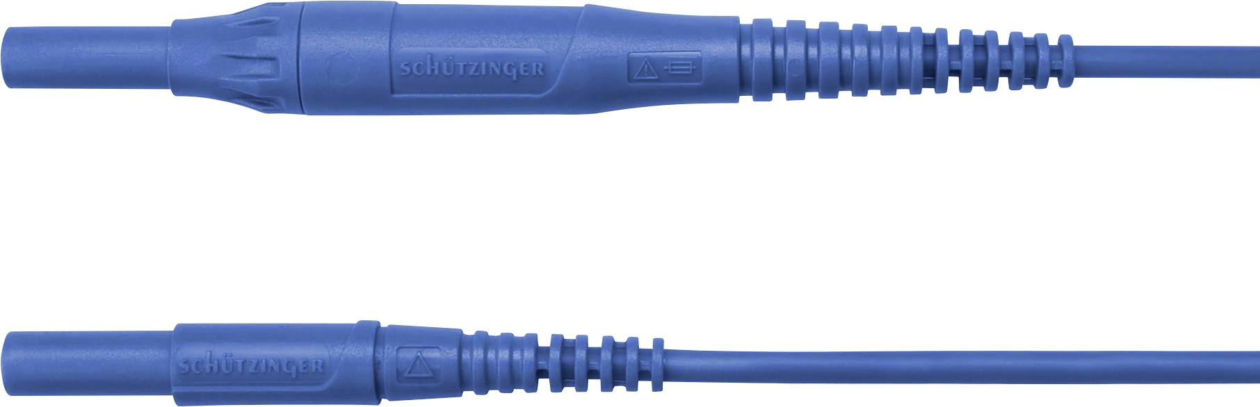 Zwei blaue Kabelstecker von Schurter, einer mit gerader und einer mit gewinkelter Steckverbindung, um elektrische Geräte zu verbinden.