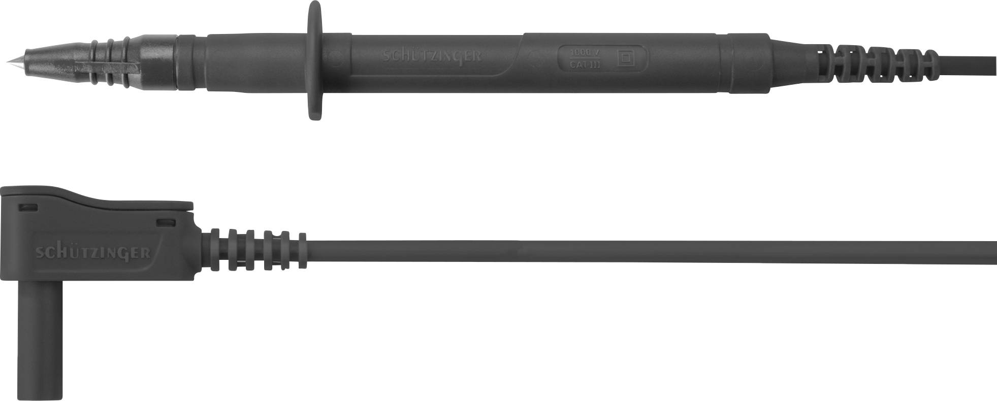 Testsonde und Kabelverlängerung in Schwarz.