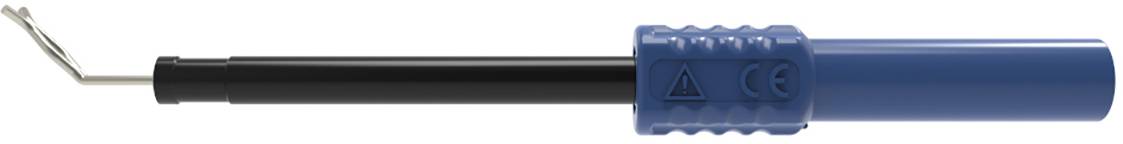 Ein blauer Handgriff mit schwarzem Schaft und abgewinkeltem Metallhaken, wahrscheinlich ein Werkzeug für präzise Arbeiten.