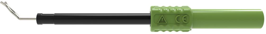 Ein grüner und schwarzer elektrischer Schraubendreher mit Metallhaken vorne und geripptem Griff.