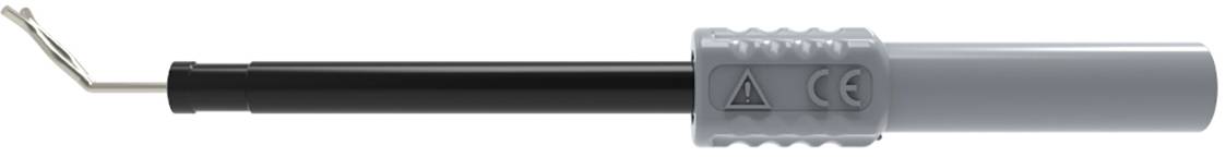 Ein schwarzer und grauer Lötstift mit einem spitzen Metallende, geeignet zum präzisen Löten von Elektronikkomponenten.