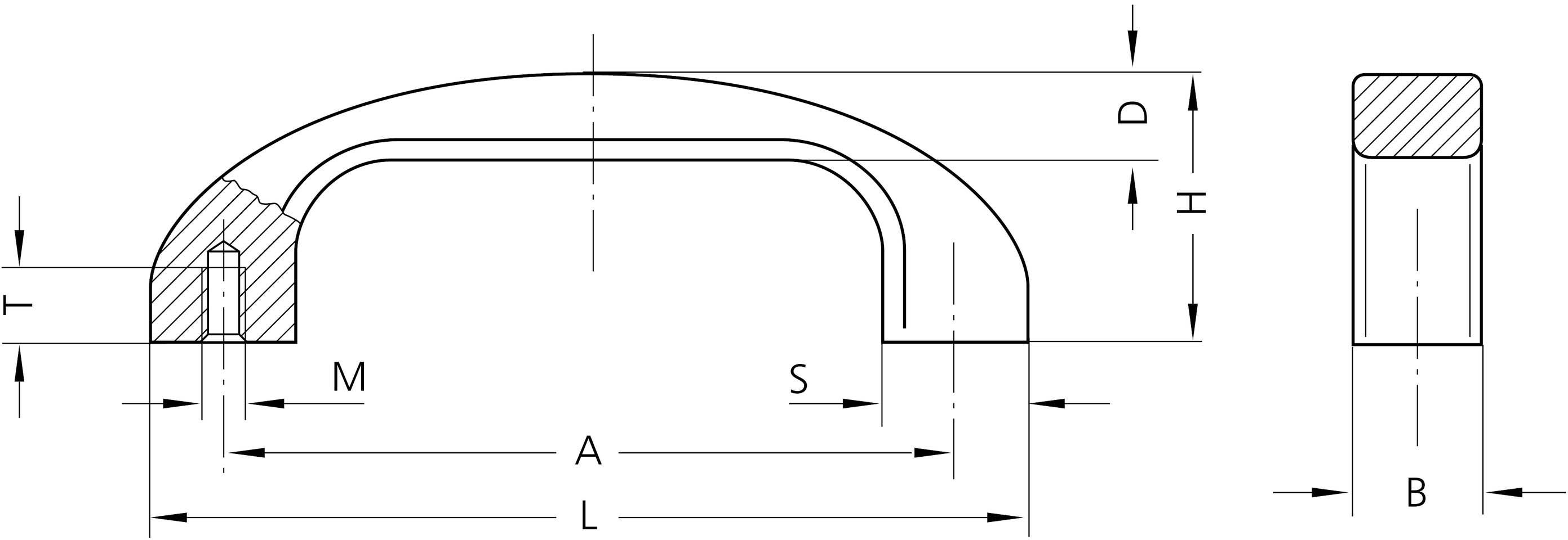 Rohde AB-25.R140.14 Bügelgriff Schwarz (L x B x H) 168 x 25 x 53mm 2St.