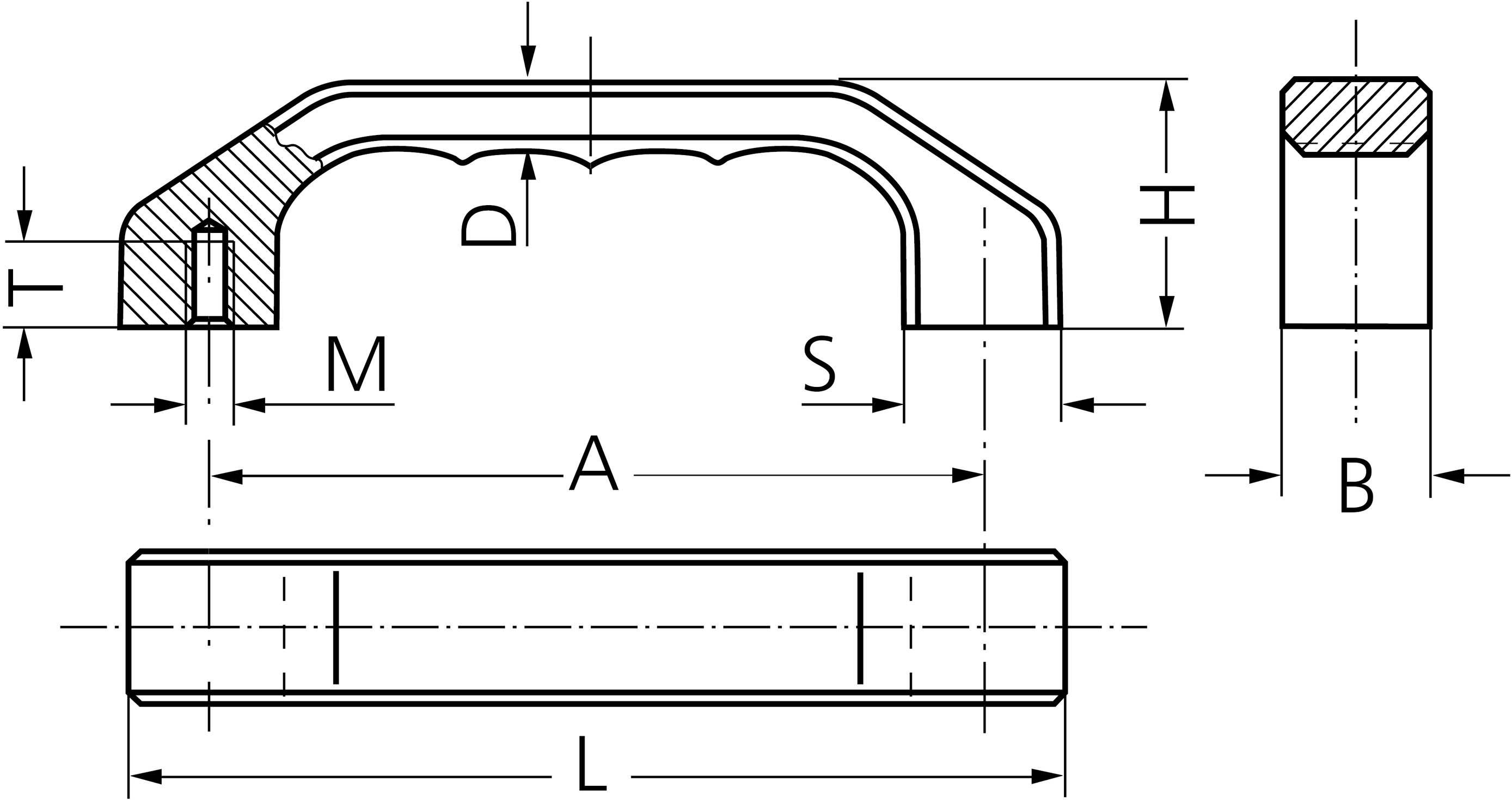 Rohde AG-28.R160.14 Gehäuse-Griff Schwarz (L x B x H) 194 x 28 x 52mm 1St.