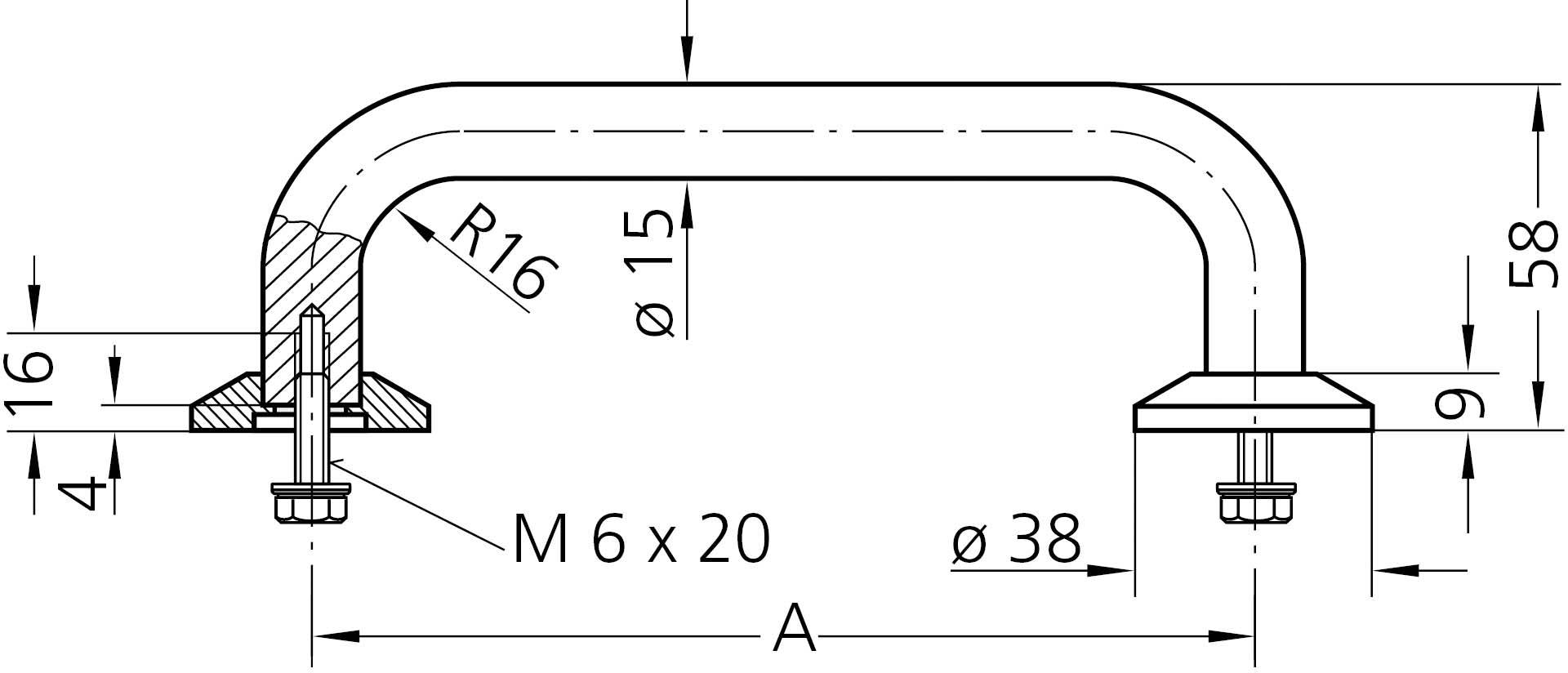 Rohde EB-15.R200.33 Maschinengriff (L x B x H) 215 x 15 x 58mm 1St.