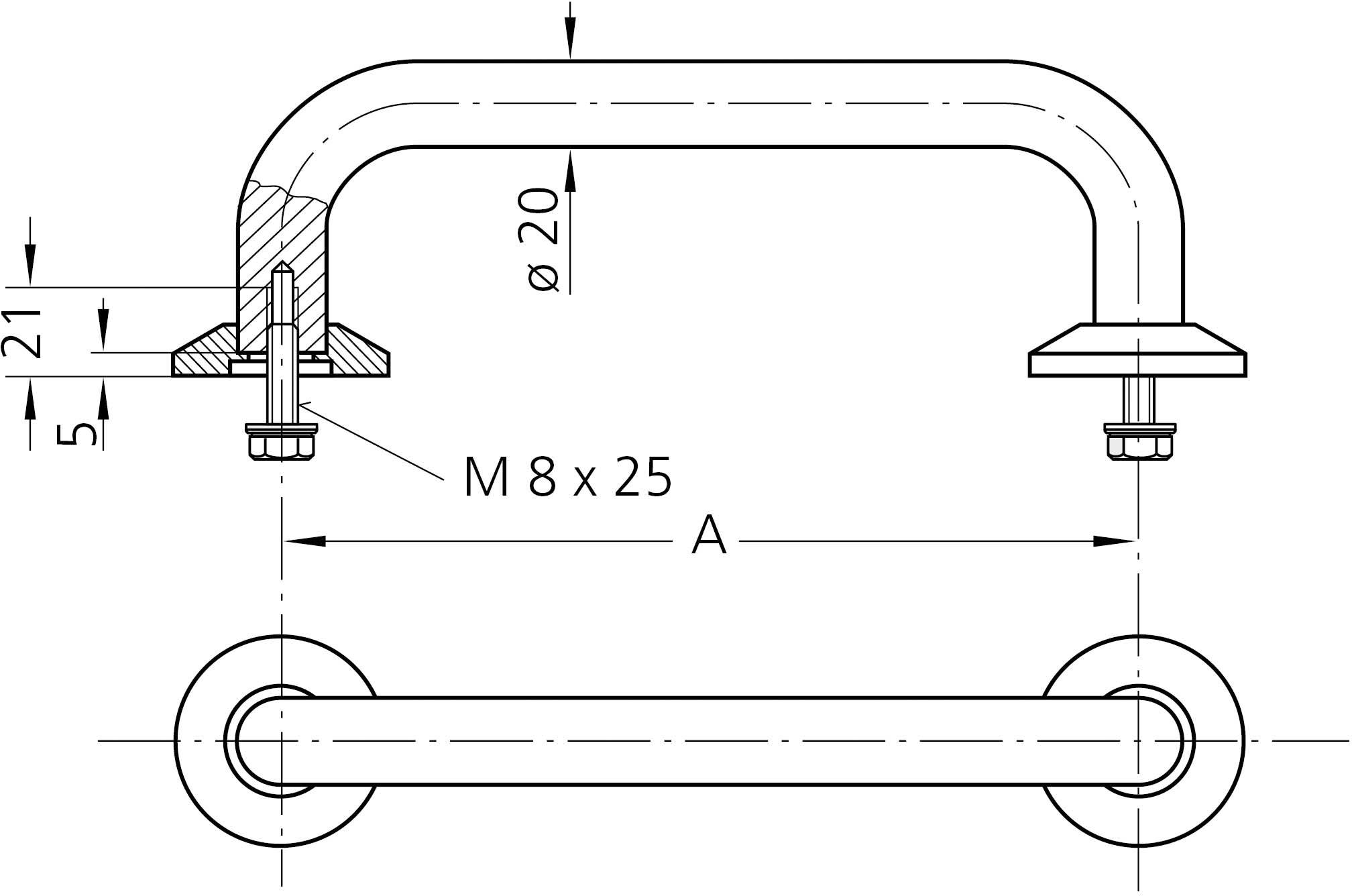 Rohde EB-20.R250.33 Maschinengriff (L x B x H) 270 x 20 x 75mm 1St.