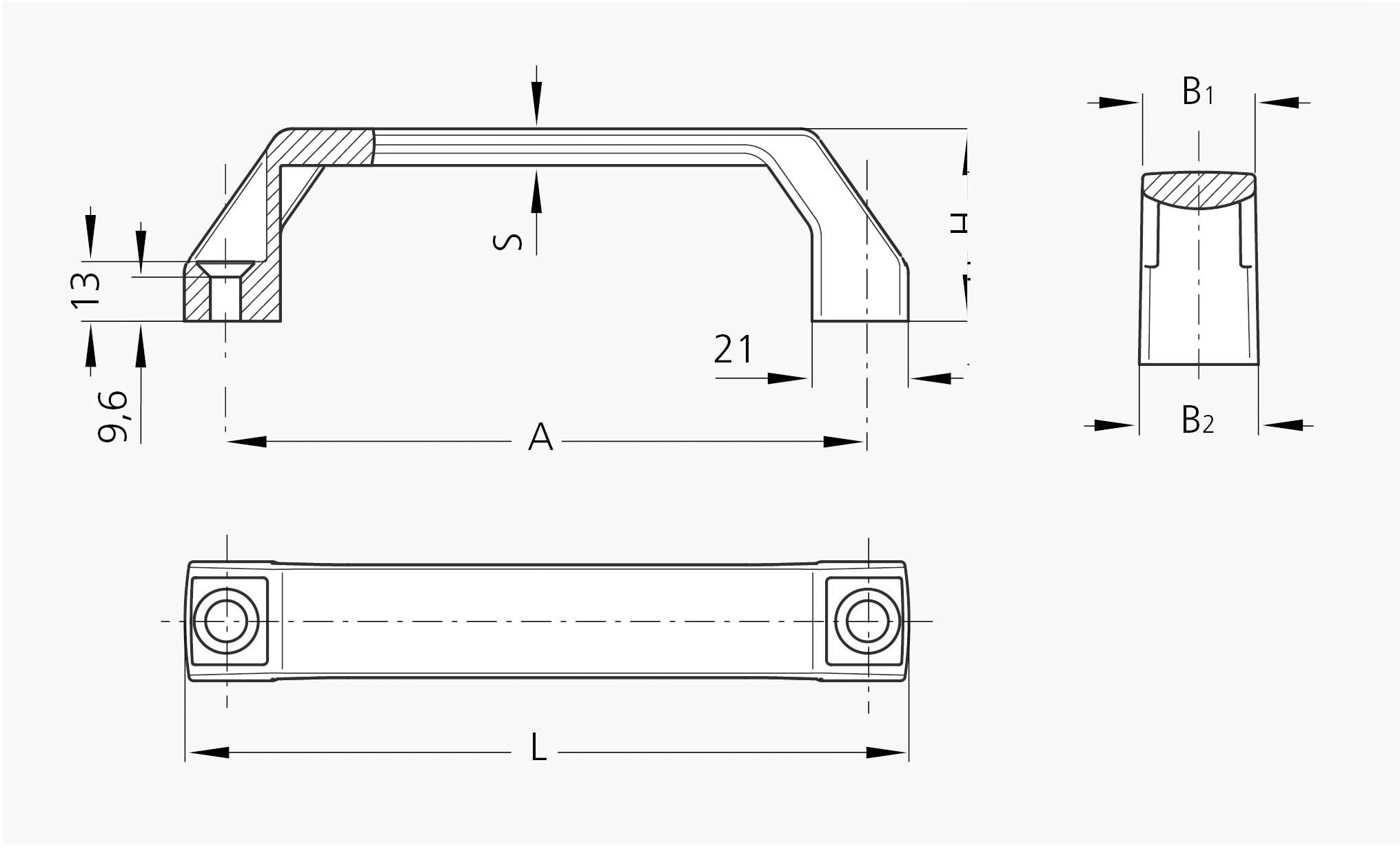 Rohde EC-02.140.84 Gehäuse-Griff Schwarz (L x B x H) 158 x 26 x 42mm 10St.