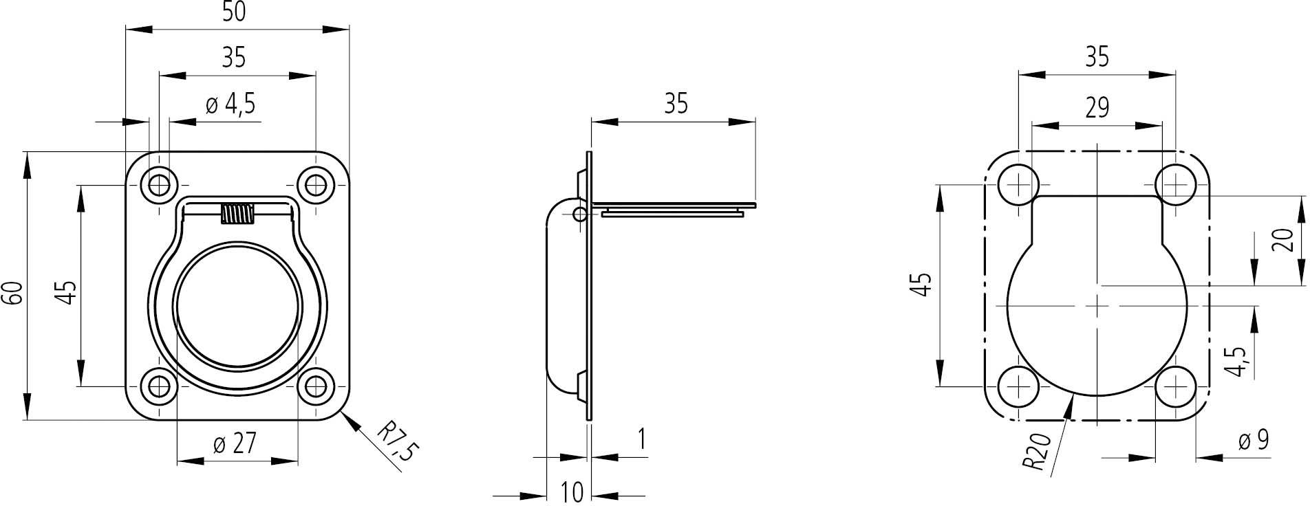 Rohde EE-04.069.39 Klappgriff Edelstahl (L x B x H) 120 x 125 x 20.5mm 1St.