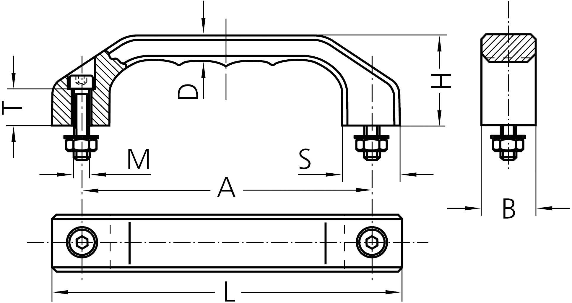 Rohde EG-1F.180.36 Gehäuse-Griff Edelstahl (L x B x H) 218 x 32 x 58mm 1St.