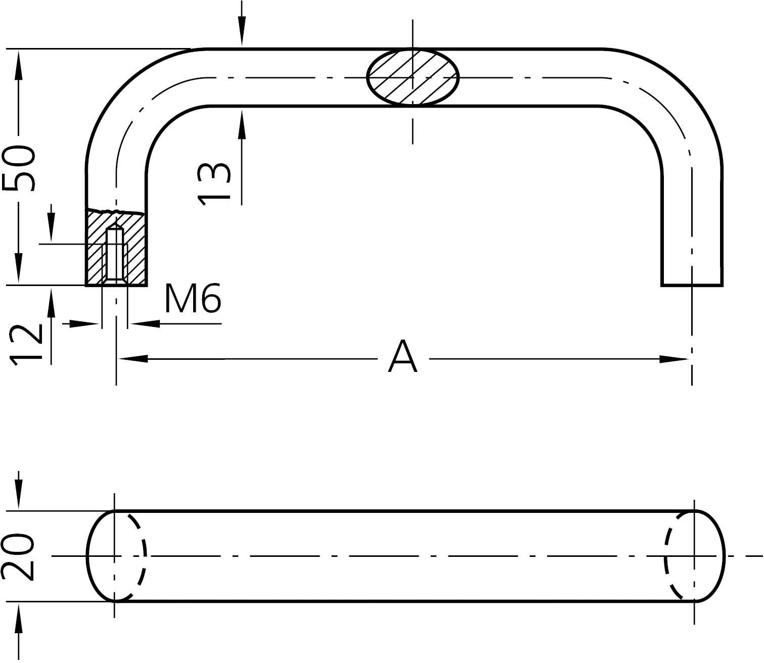 Rohde EO-20.180.36 Gehäuse-Griff Edelstahl (L x B x H) 193 x 20 x 50mm 1St.