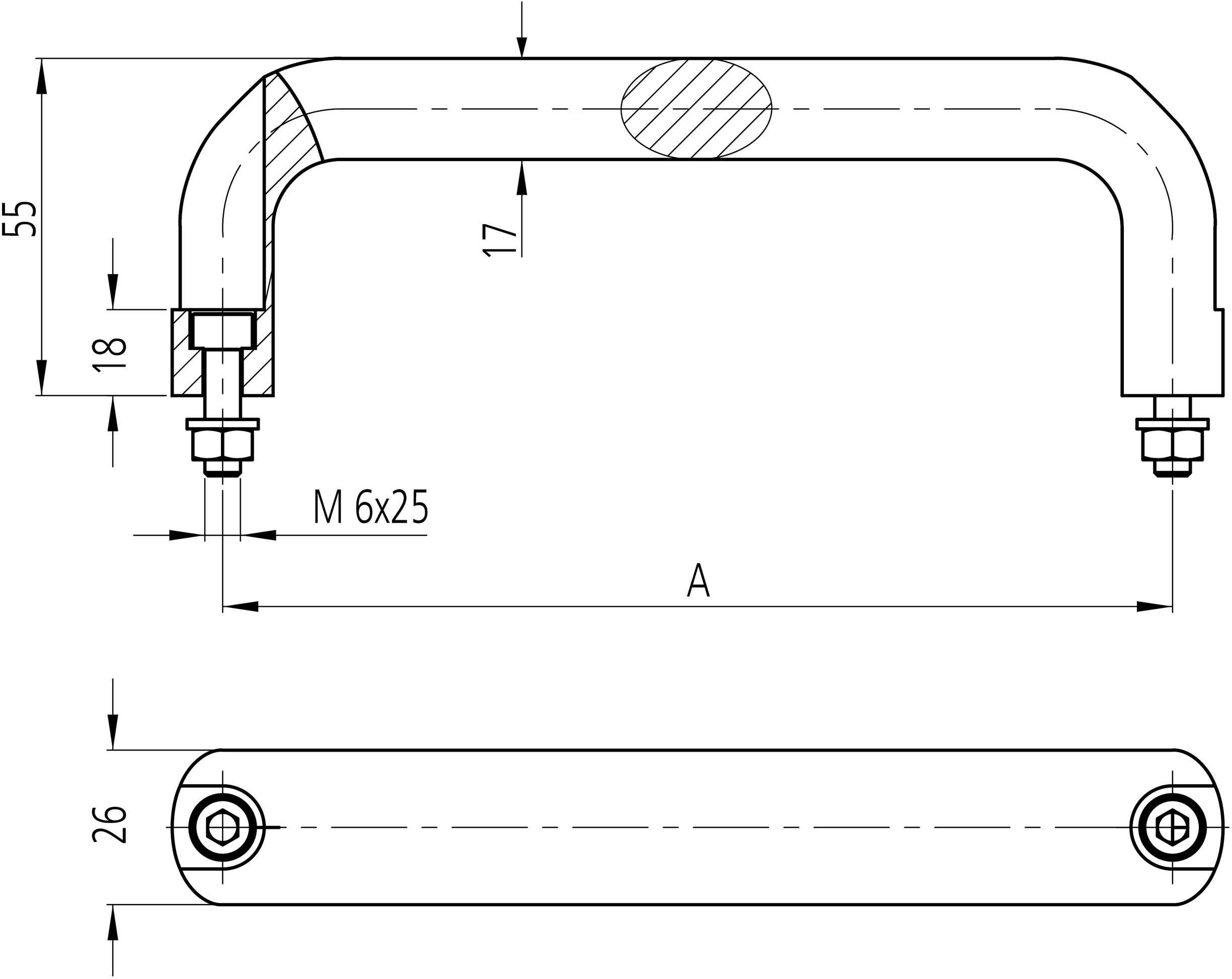 Rohde EO-26.F160.38 Gehäuse-Griff Edelstahl (L x B x H) 177 x 26 x 55mm 1St.