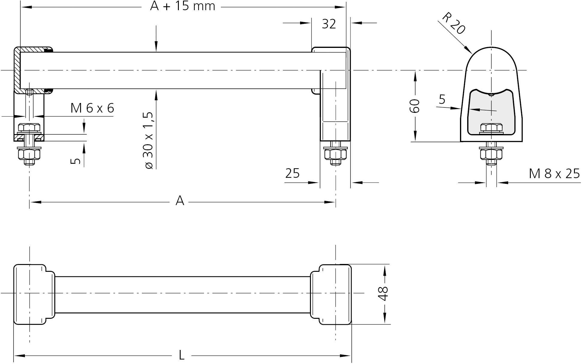 Rohde ES-30.500.ST Universalgriff Edelstahl (L x B x H) 525 x 30 x 80mm 1St.