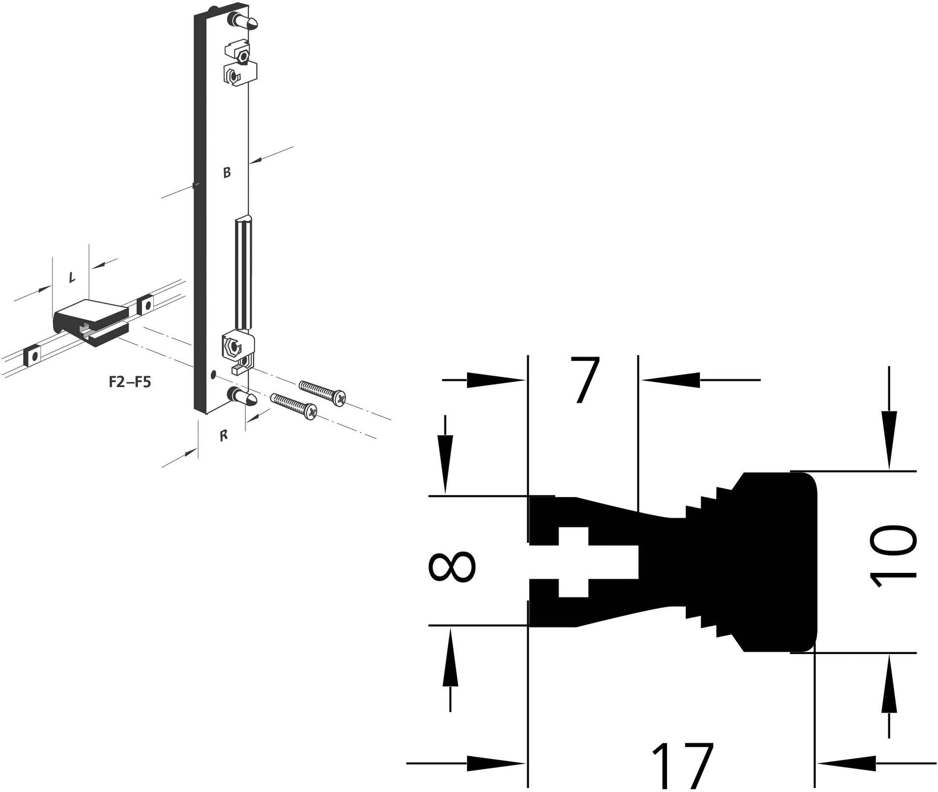 Rohde F4-04.019.04 Griffleiste Schwarz (L x B x H) 19.7 x 10 x 17mm 16St.