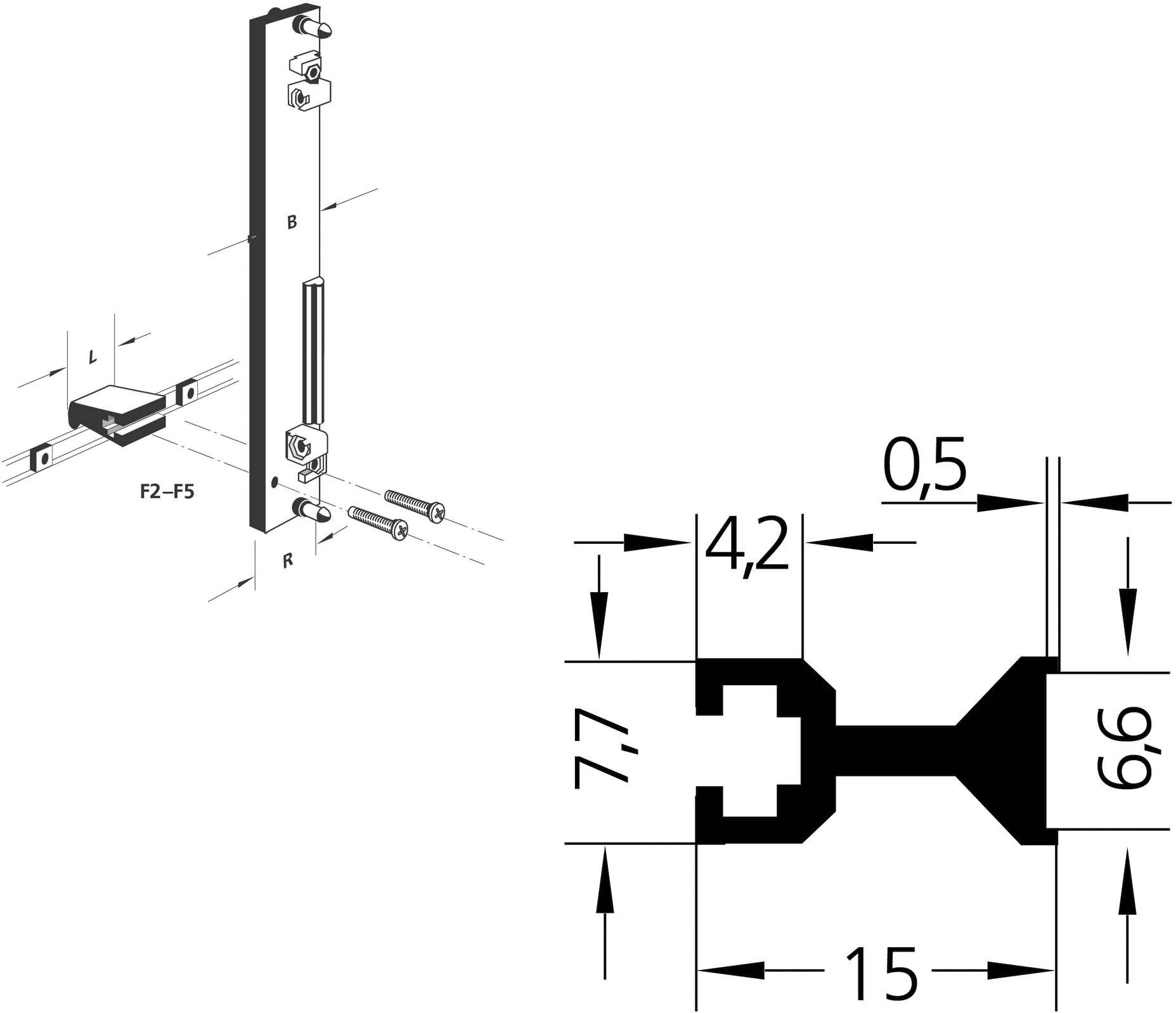 Rohde F5-04.019.04 Griffleiste Schwarz (L x B x H) 19.7 x 7.7 x 15mm 18St.
