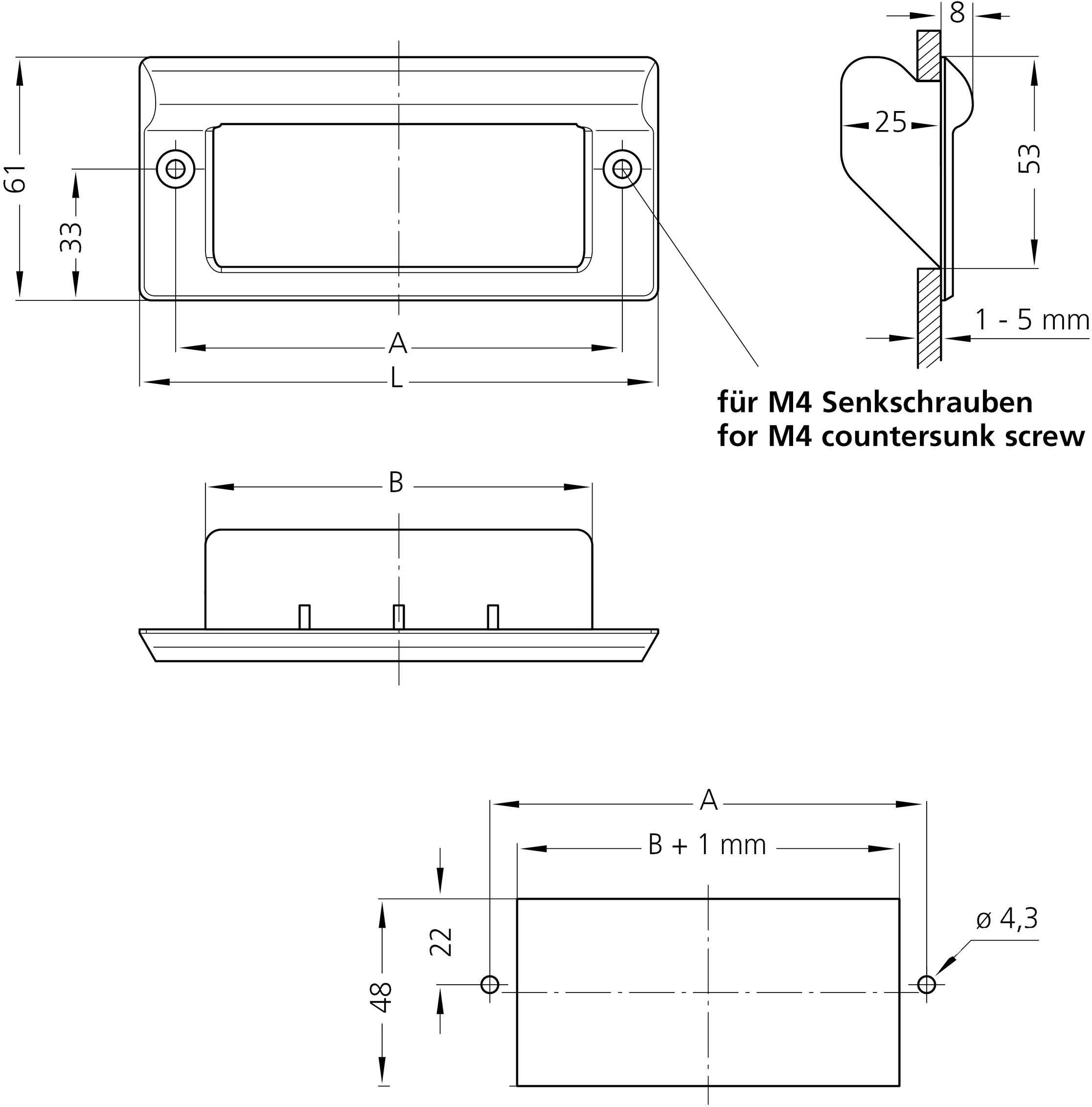 Rohde KM-61.112.9005 Muldengriff Schwarz (L x B x H) 130 x 61 x 33mm 4St.