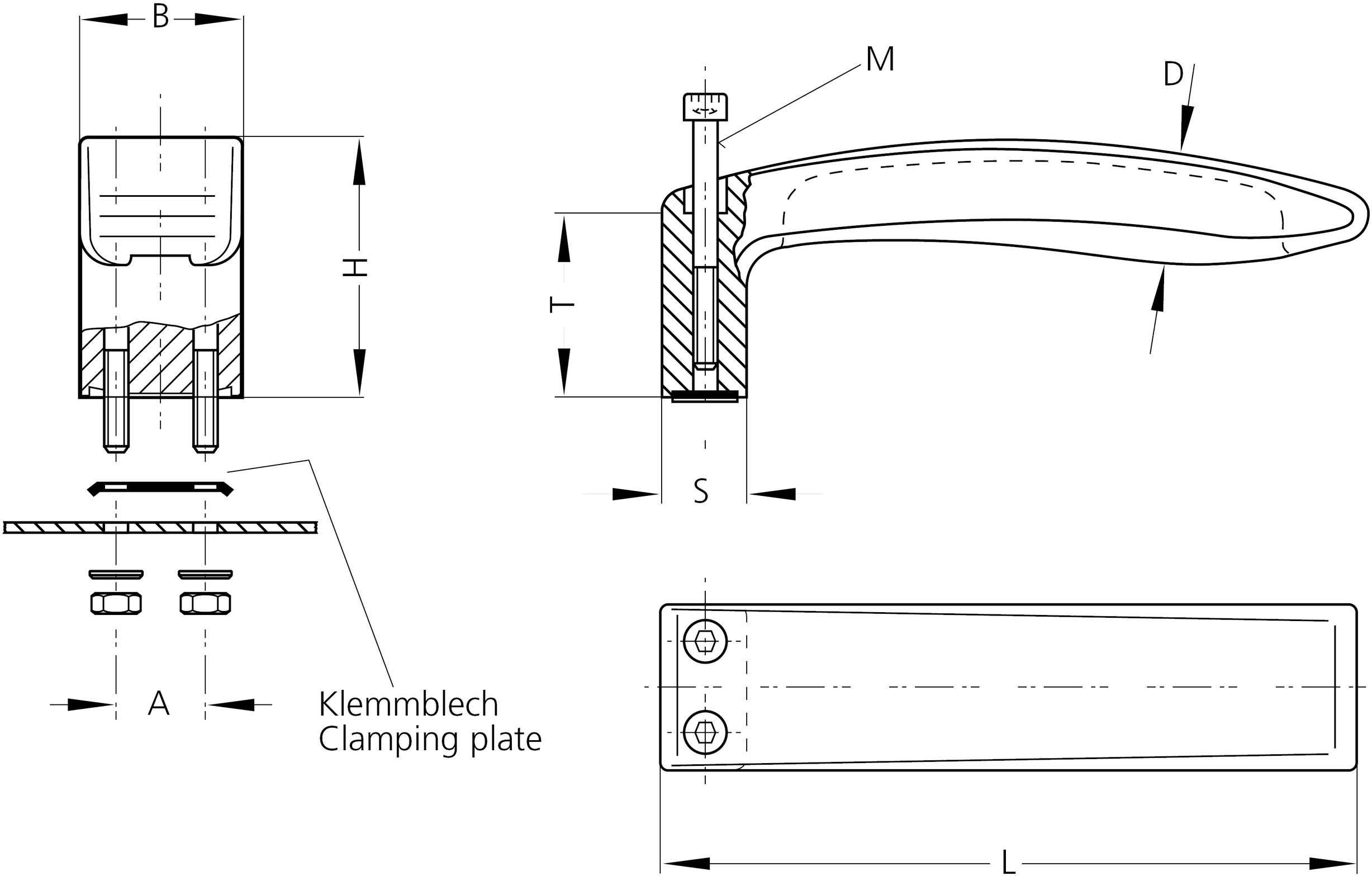 Rohde KW-30.017.84 Universalgriff Schwarz (L x B x H) 128 x 20 x 48mm 3St.