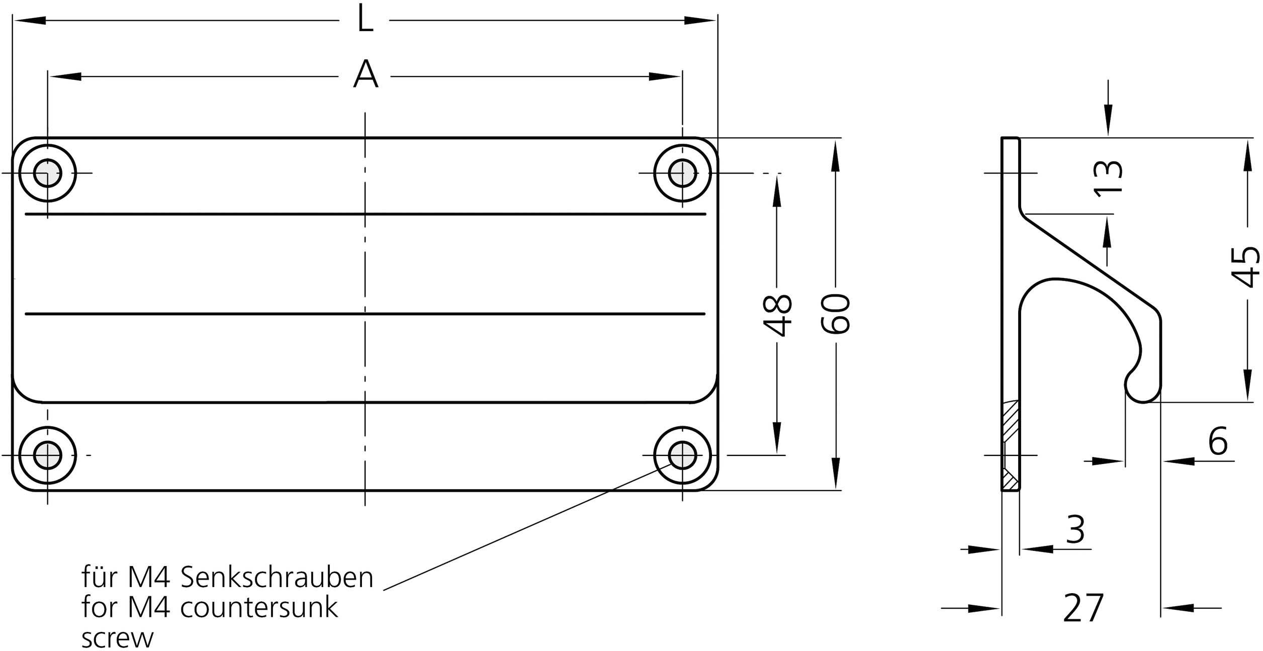 Rohde LF-01.068.04 Leistengriff Schwarz (L x B x H) 80 x 27 x 60mm 2St.