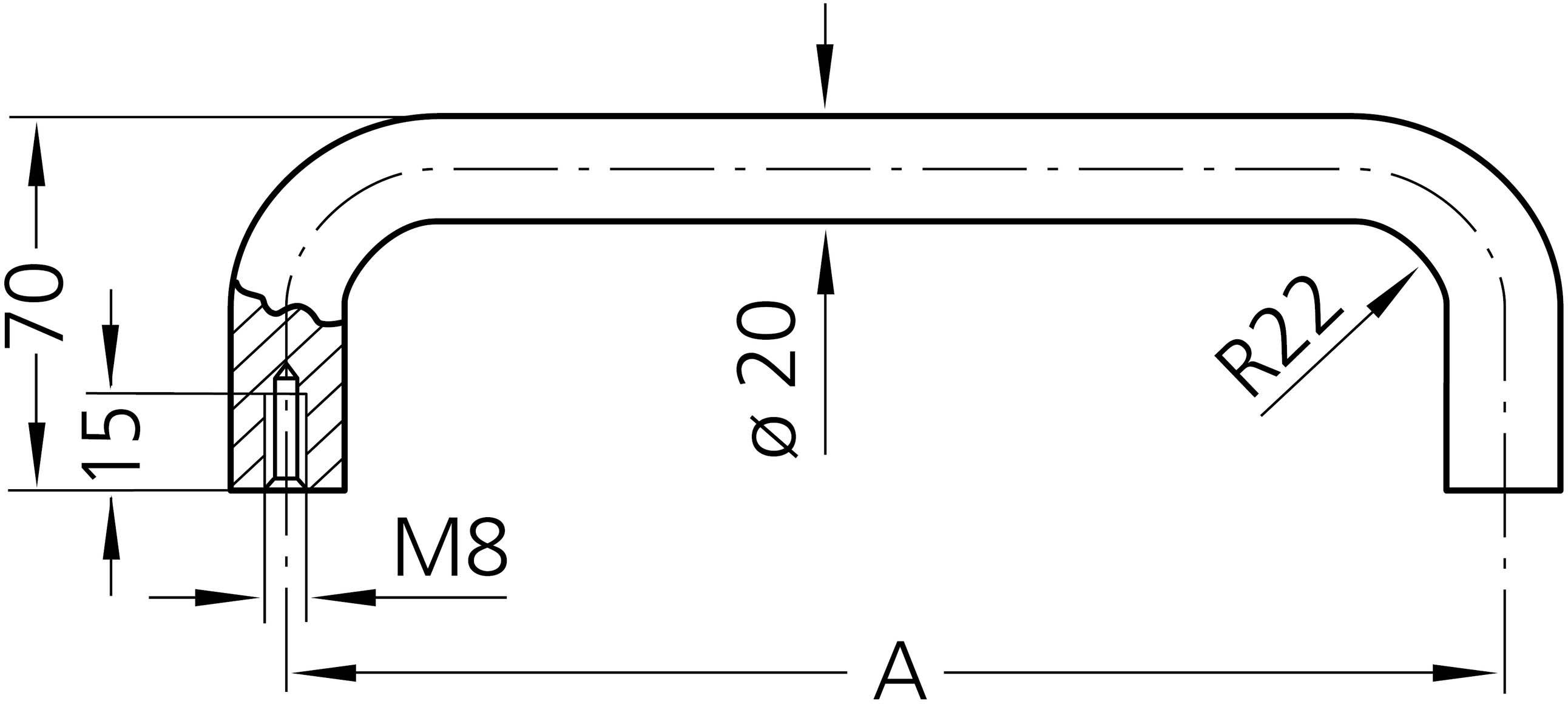 Rohde M2-20.400.54 Maschinengriff Schwarz (L x B x H) 420 x 20 x 70mm 2St.