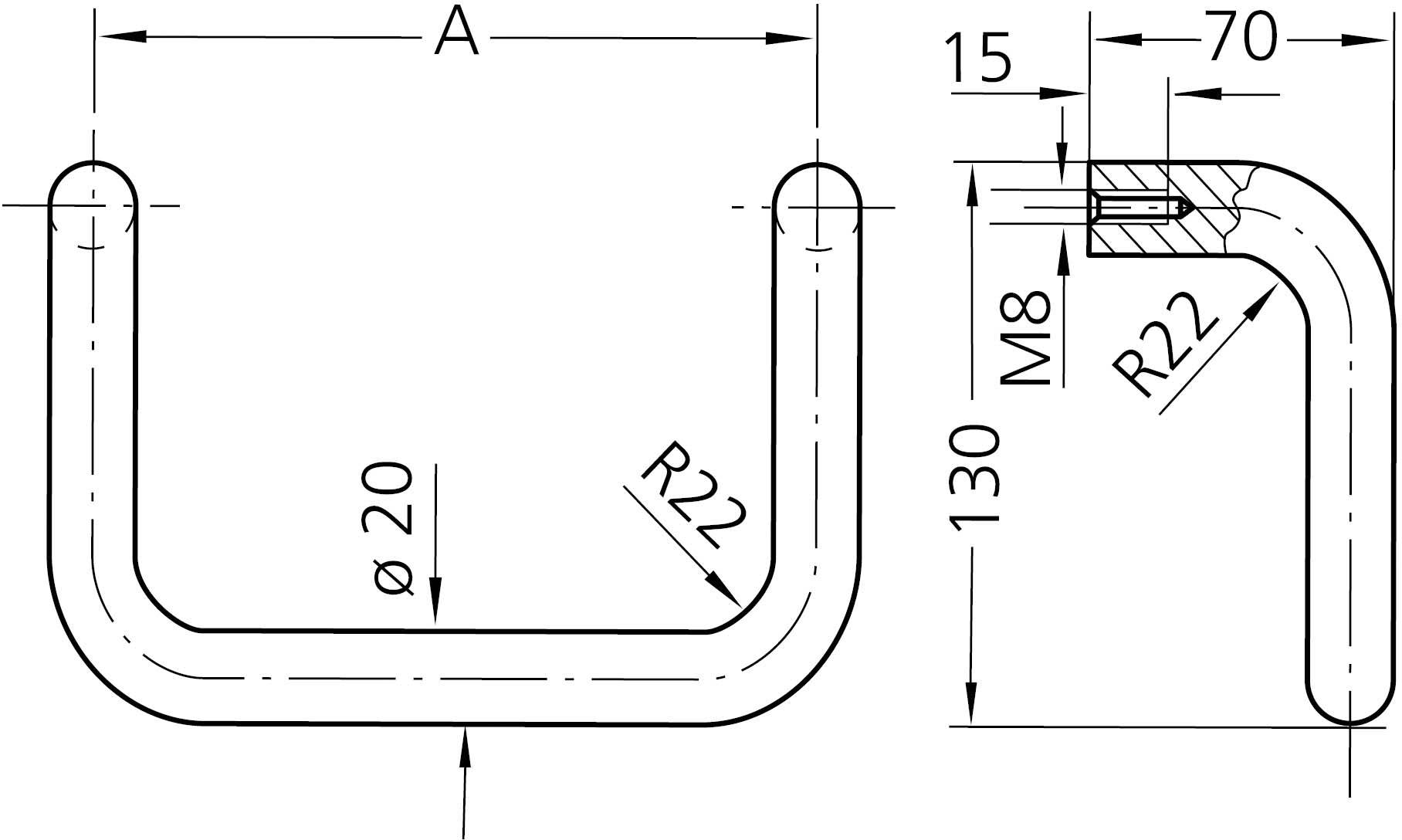Rohde M4-20.250.14 Maschinengriff Schwarz (L x B x H) 270 x 20 x 70mm 1St.