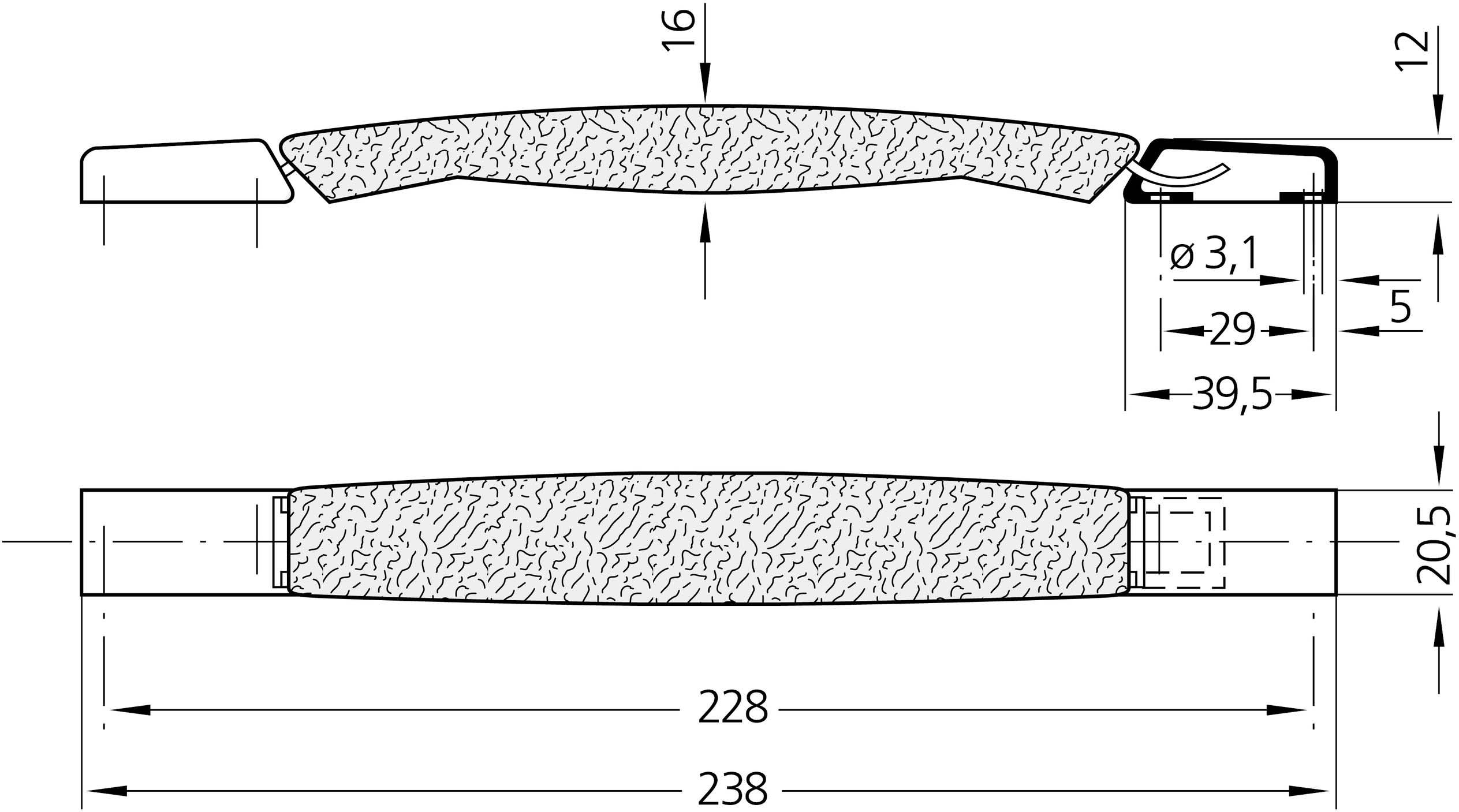 Rohde MA-20.228.84 Gerätegriff Schwarz 1 Set
