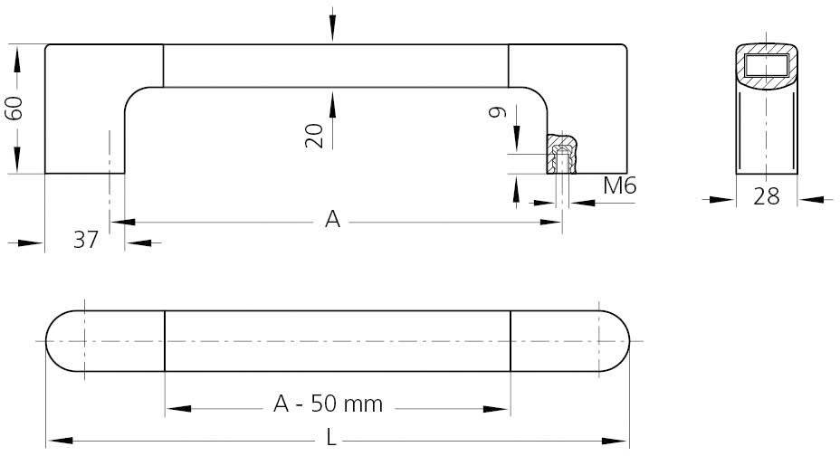 Rohde MS-02.250.11 Profilgriff Schwarz, Silber (L x B x H) 310 x 28 x 60mm 2St.