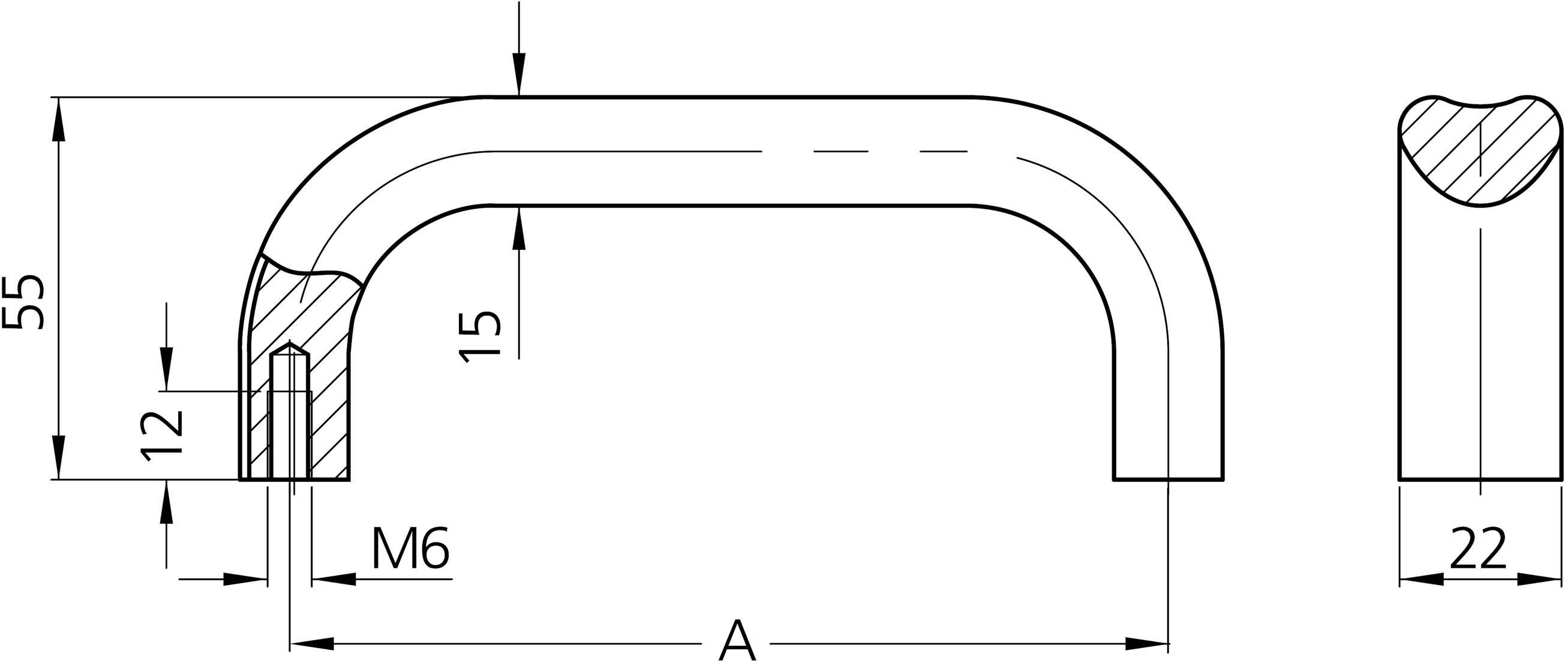 Rohde MV-22.140.04 Universalgriff Schwarz (B x H) 22mm x 55mm 2St.