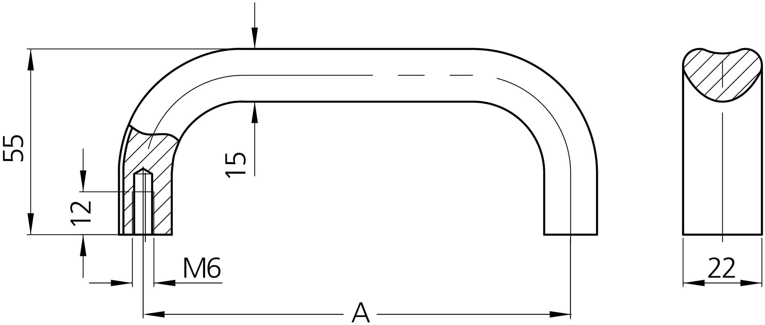 Rohde MV-32.R600.9006 Universalgriff Silber (L x B x H) 650 x 32 x 70mm 1St.