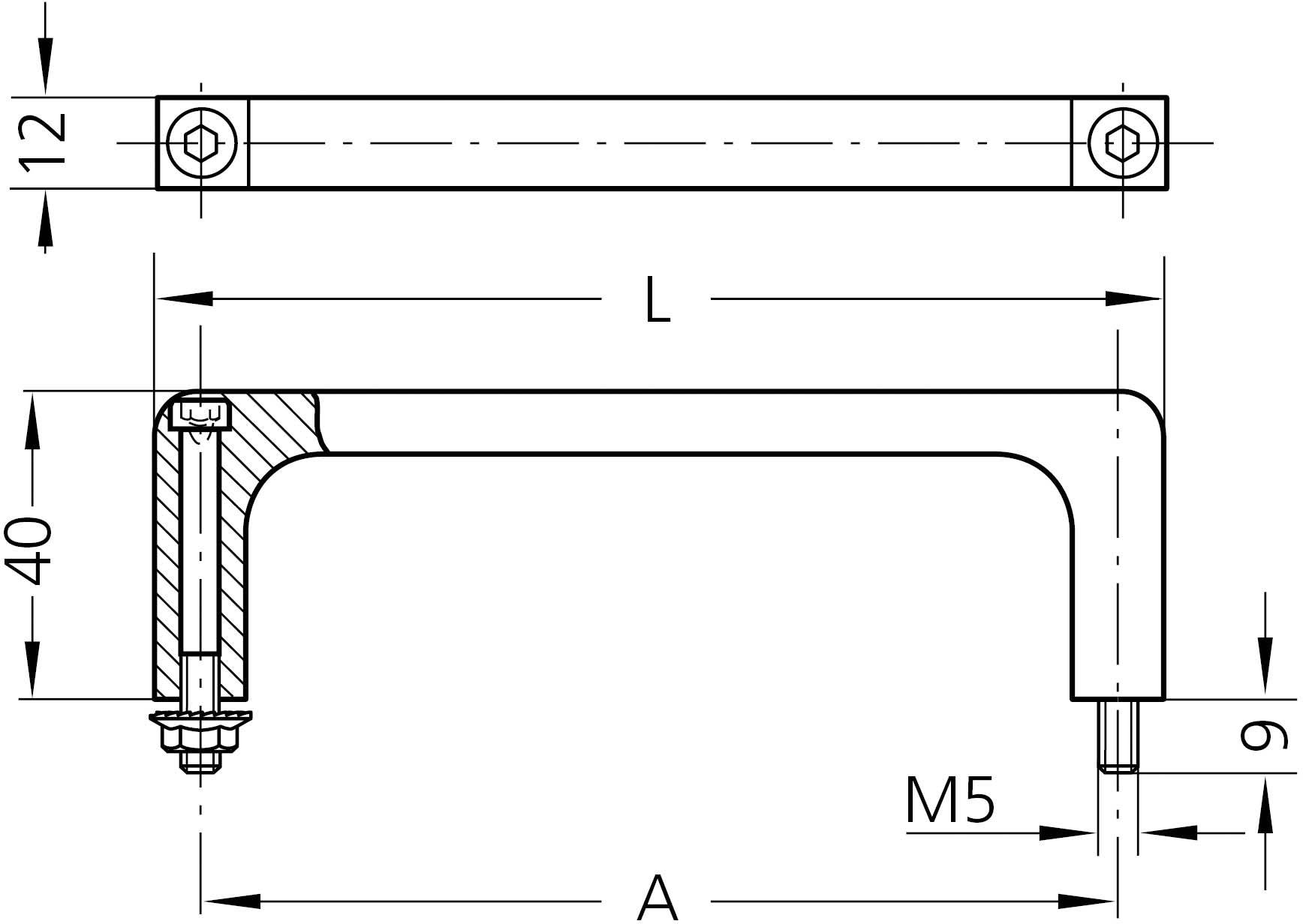 Rohde R3-12.120.01 Gerätegriff Silber (L x B x H) 132 x 12 x 40mm 1 Set