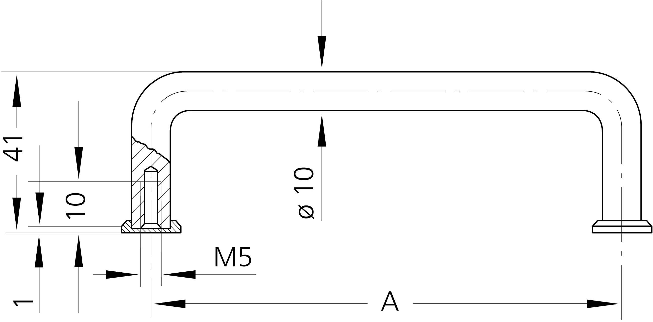 Rohde RA-10.180.54 Universalgriff Schwarz (L x B x H) 190 x 10 x 41mm 6St.