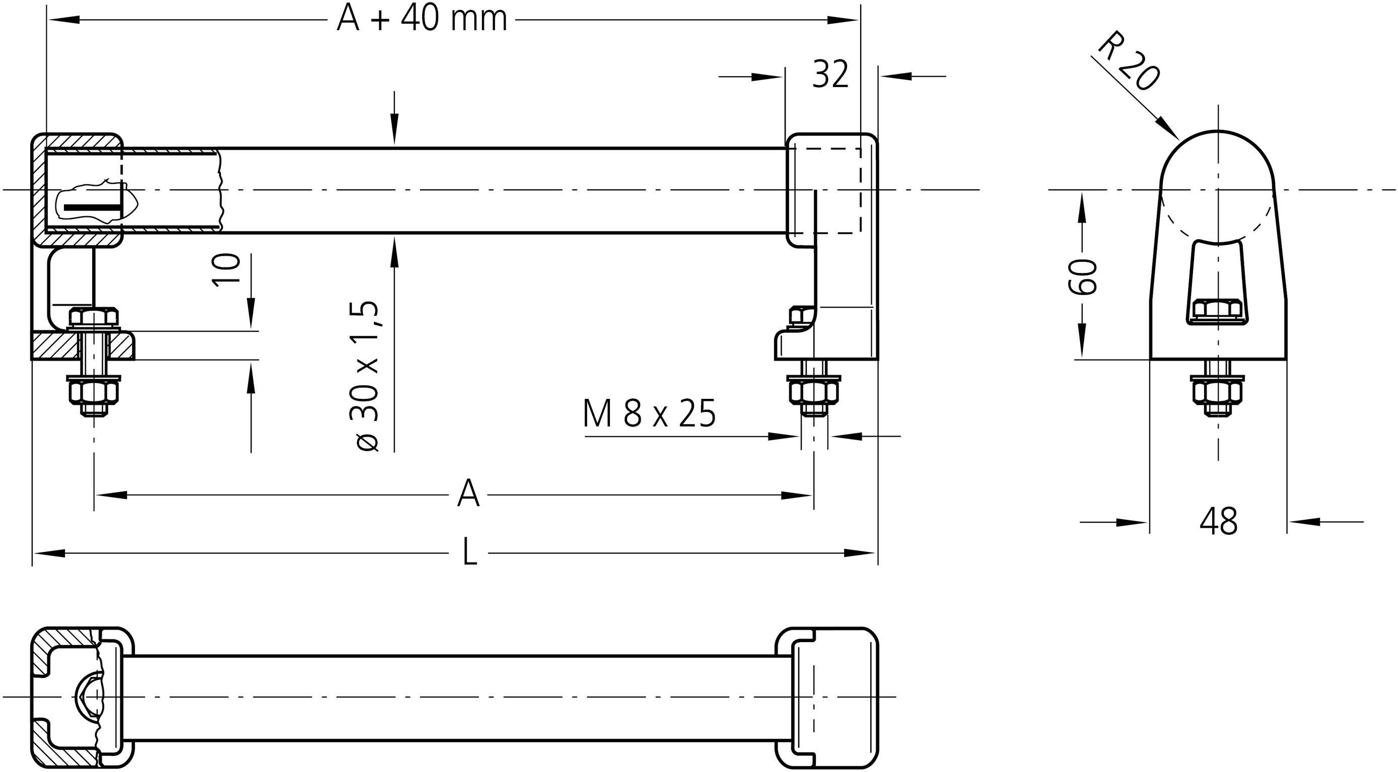 Rohde RR-30.350.64 Maschinengriff Schwarz (L x B x H) 400 x 30 x 80mm 2St.